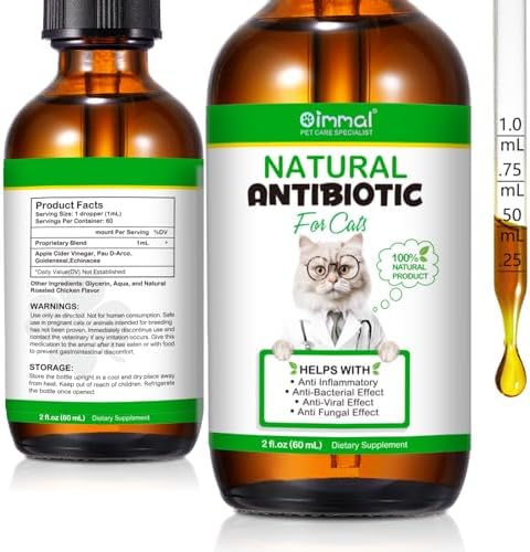 60ML Antibiotics for Cats, Premium Cat Antibiotics Supplemen, Cats Multivitamin, Natural Antibiotic for Cats, Cat Antibiotic, Cat Antibiotics Supports Immune & Cats Allergy Relief-2 Fl Oz