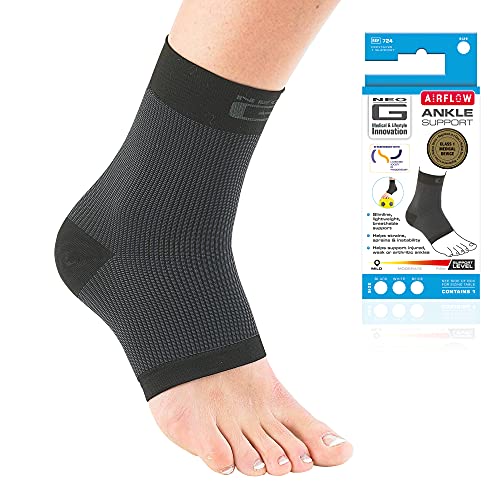 Neo-G Airflow Ankle Compression Sleeve - Sports, Daily Wear - Compression Ankle Brace, Tendonitis Support, Compression Ankle Support for Weak Ankles and Joint Pain - Airflow - M - Black