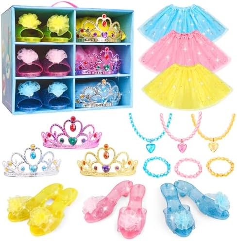 Meland Princess Dress Up for Girls - Dress Up Clothes for Girls with Princess Shoes, Princess Toys for Girls 3,4,5,6 Year Old