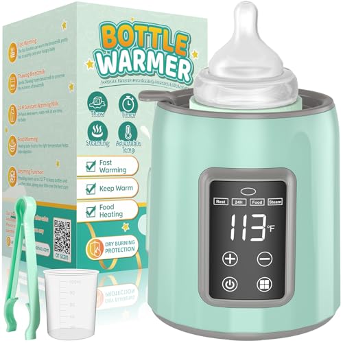 Bottle Warmer, Warming Fast & Evenly, Temperature Control Portable Bottle Warmer for Breastmilk or Formula with Timer Automatic Shut-Off, BPA Free Digital Display Compact Milk Warmer for All Bottles