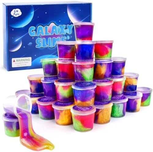 32 Pack Galaxy Slime, School Classroom Valentine's Gifts Exchange,Valentine's Day Gifts for Kids, Easter Party Favors for Girls and Boys, Super Soft and Non-Sticky Slime Toys Kit
