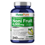 NusaPure Noni Fruit 6,000mg 240 Vegetarian caps (Extract 20:1, Non-GMO, Gluten-Free)