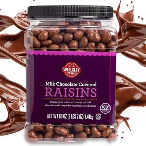 Wellsley Farms Real Milk Chocolate Covered Raisins, 48 oz - Sweet Sun-Dried Raisins with Creamy Milk Chocolate Coating, Kosher & Gluten-Free