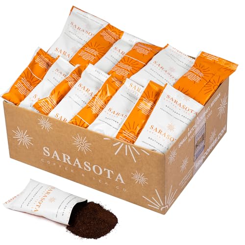 Sarasota Coffee Ground Packets | Gourmet Flavored Medium Roast Bulk Coffee Packs | Southern Texas Butter Pecan | Low Acid Mold Free Individual Pouches for 12 Cup Coffee Maker | 2 Ounce Bags, 36 Count