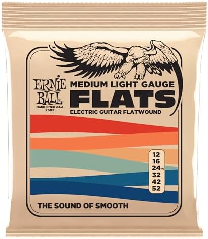 Medium-Light Stainless Steel Flatwound Electric Guitar Strings - 12-52 Gauge