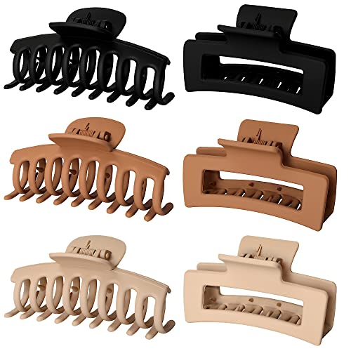 Vsiopy 6pcs Medium Large Matte Square Claw Hair Clips for Women: Versatile Styling for Thick & Thin Hair