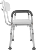 Vaunn Shower Chair Bath Seat with Padded Arms, Removable Back and Adjustable Legs for Bathtub Safety and Supports Weight up to 350 lbs