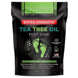 EXTRA STRENGTH Tea Tree Oil Foot Soak with Epsom Salt - Made in USA - for Toenails, Athlete's Foot, Itchy Feet, Stubborn Smelly Foot Odor, Pedicure, Foot Calluses & Soothes Sore Tired Achy Feet -16 oz