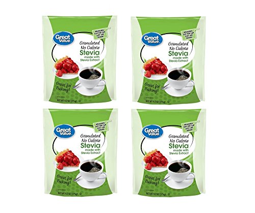 Great Value Granulated No Calorie Stevia Sweetener, 9.7oz Resealable Pouch (Pack of 4)