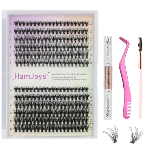 DIY Lash Extension Kit Individual Lashes Cluster D Curl Eyelash Extension Kit Lash Clusters with Lash Bond and Seal and Lash Applicator Tool for Self Application at Home (30D&40D 9-16mm Mix)