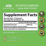 NATURALIFE LABS Activated Charcoal Capsules - 1,200 mg Highly Absorbent Helps Alleviate Gas & Bloating Promotes Natural detoxification Derived from Coconut Shells - per Serving - 100 Vegan Capsules