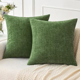 MIULEE Christmas Pack of 2 Couch Throw Pillow Covers 18x18Inch Soft Moss Green Spring Chenille Pillow Covers for Sofa Living Room Solid Dyed Pillow Cases