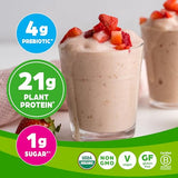 Orgain Organic Vegan Protein Powder, Strawberries & Cream - 21g Plant Based Protein, 4g Prebiotic Fiber, Low Net Carb, No Lactose Ingredients, No Added Sugar, Non-GMO, For Shakes & Smoothies, 2.03 lb