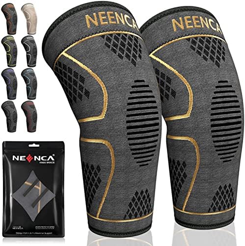 NEENCA Knee Braces for Knee Pain Women & Men -2 Pack Knee Sleeves for Knee Pain Set, Knee Brace Compression Sleeves, Knee Support for Sports, Running, Meniscus Tear, ACL, PCL, Arthritis Pain Relief...