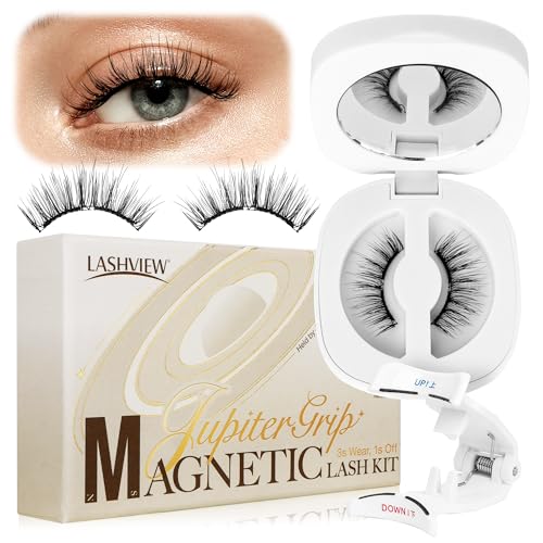 LASHVIEW Upgrade Soft Magnetic Eyelashes Natural Look, Reusable Magnetic Eyelashes with Applicator, No Glue Needed Magnetic Eyelashes Magnetic Lashes Kit, Easy to Wear and Remove CT01