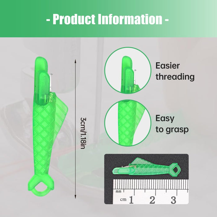Automatic Sewing Needle Threader, Fish Type Quick Needle Threaders for Hand Sewing, Sewing Machine Needle Threader Tools, Sewing Supplies - Designed for Sewing Lovers Alike (green-3pcs)