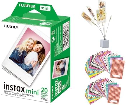 Fujifilm Instax Mini Instant Film Twin Pack (Total 20 Shoots) + 20 Sticker Film Frames + Photo Bouquet Holder