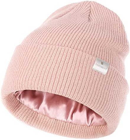 YANIBEST Beanie Hat for Women Men Satin Lined Beanie Hats Winter Hat Womens Cuffed Beanies Knit Skull Cap Warm Ski Hat Unisex