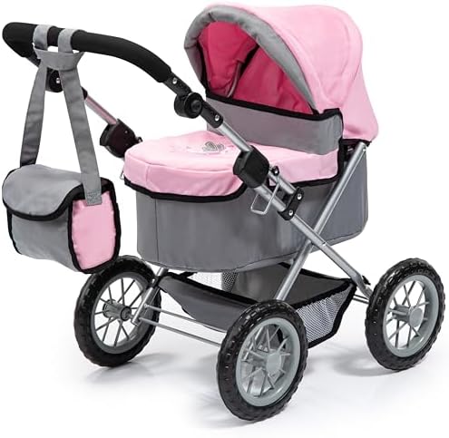 Bayer Design Baby Doll Trendy Pram in Grey/Pink, 67 x 41 x 68 centimeters, 1300800