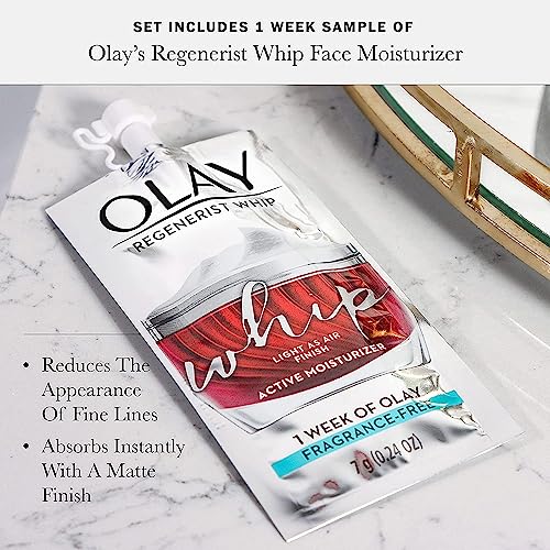 Olay Regenerist Retinol 24 Max Moisturizer, Retinol 24 Max Hydrating Night Face Cream, Fragrance-Free Non Greasy Feeling 1.7 oz, Includes Olay Whip Travel Size for Dry Skin