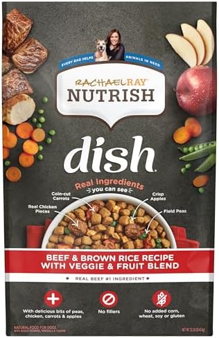 Rachael Ray Nutrish Dish Premium Natural Dry Dog Food with Added Vitamins, Minerals & Taurine, Beef & Brown Rice Recipe with Veggies, Fruit & Chicken, 23 Pound Bag