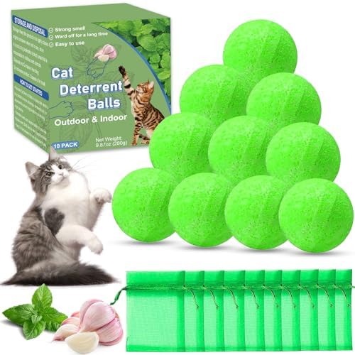Cat Deterrent Outdoor, Natural Peppermint Oil Cat Deterrent Outdoor Indoor, Keep Cats Off Lawn, Yard, Garden, Mulch & Flower Permanently Against Scratch and Chew, Keep Cats Away, 10 Pack
