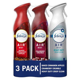 Febreze Air Effects Odor-Fighting Air Freshener Apple Cider, Cranberry Tart, Fresh Baked Vanilla, 8.8 oz. Aerosol Can, Pack of 3