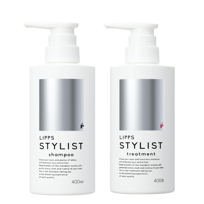 LIPPS Stylist Shampoo for Men and Women, Rich Foam, Salon Supervised, Mandarin Scent, 400ml (5).Shampoo and treatment set.