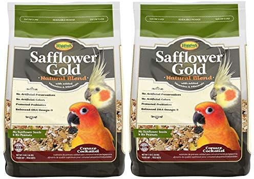 Higgins 2 Pack of Safflower Gold Natural Blend Conure and Cockatiel Food, 3 Pounds Each