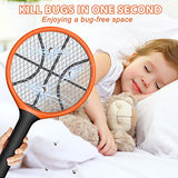 LUOJIBIE Electric Fly Swatter, Bug Zapper Racket Rechargeable Mosquito Zapper Handheld Fly Zapper with Hanging Ring for Home Indoor Outdoor, Large Size-2 Pack
