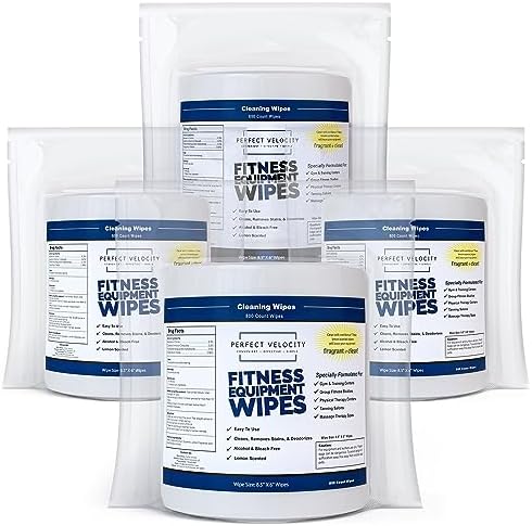 Fitness Gym Equipment Wipes - 4 Rolls of 800 Pre-Moistened Cleaning Refill Wet Wipes - For Upwards and Downwards Dispensers