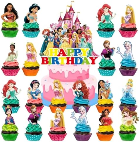 31 Pcs Cake Topper Cupcake Topper for Princess-Themed Cupcake Toppers Cake Topper for Girls Birthday Party and Baby Shower