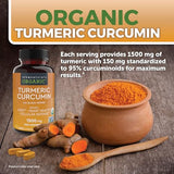 Organic Turmeric Supplement 1500 mg - Turmeric Pills for Joint Support and Cellular Defense - Turmeric Curcumin with Black Pepper for Increased Absorption - High Potency Turmeric Curcumin Supplement