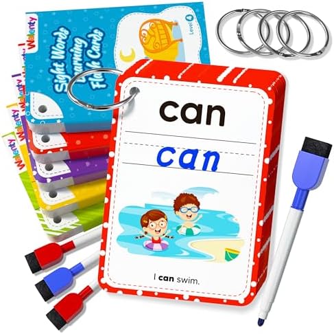 Sight Words Flash Cards Kindergarten, 250 Dolch Sight Word Writing Reading Spelling Games, Preschool Kindergarten Toddler Learning Activities, Homeschool Supplies Educational Toys for Kids Ages 3+