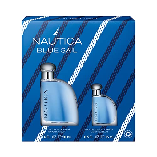 Nautica Blue Sail 2 piece Gift Set for Men - 1.6oz Eau De Toilette Spray + 0.5 oz Eau De Toilette Spray
