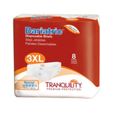 Tranquility Bariatric Disposable Briefs 3X-Large with Peach Mat Core for Dry Skin, Odor Control & Max Comfort, Secure Kufguard Technology, Latex-Free, 34oz Capacity, 8ct Bag