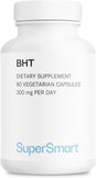 Supersmart - BHT 300 mg Per Day - Butylated Hydroxytoluene - Powerful Antioxidant & Immune Support - Anti Aging Supplement | Non-GMO & Gluten Free - 90 Vegetarian Capsules