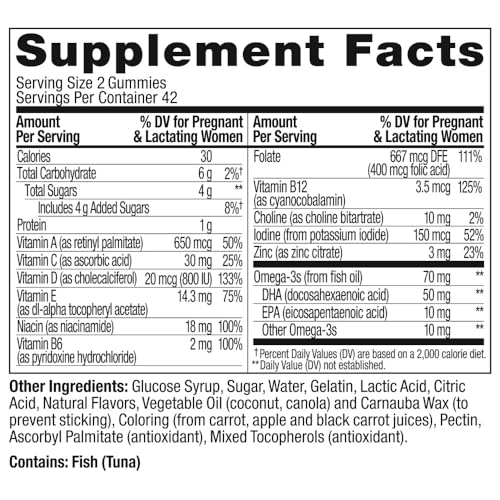 OLLY Essential Prenatal Gummy Multivitamin, Folic Acid, Vitamin D, Omega 3 DHA, Supports Healthy Growth and Brain Development, Citrus Berry - 84 Count