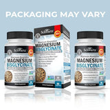 Magnesium Bisglycinate 100% Chelate No-Laxative Effect - Maximum Absorption & Bioavailability, Fully Reacted & Buffered - Healthy Energy Muscle Bone & Joint Support - Non-GMO Project Verified - 90 ct