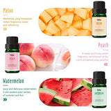 Fragrance Oil, MitFlor Premium Fruit Essential Oils Set, Fruity Scents for Soap & Candle Making, Summer Diffuser Oils, Refreshing & Long-Lasting, Peach, Cherry, Watermelon, Blueberry, Grape, Melon