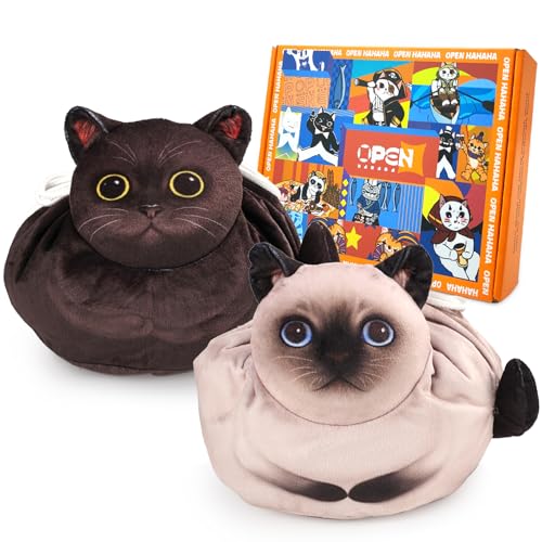 Drawstring Makeup Bag, Cat Makeup Bag, Travel Makeup Organizer, Cosmetic Pouch Bag, Cat Gift for Women, Lay Flat Makeup Bag Gifts for Cat Lovers(2-Pack)