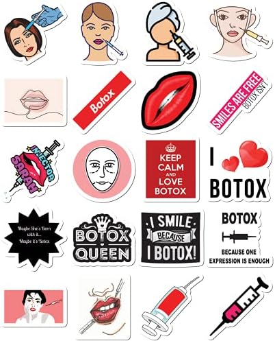 Stickers 20 Pcs Per Pack Botox Aesthetic Vinyl Colorful Waterproof Laptop Water Bottle Bumper Car Bike Luggage Guitar Skateboard