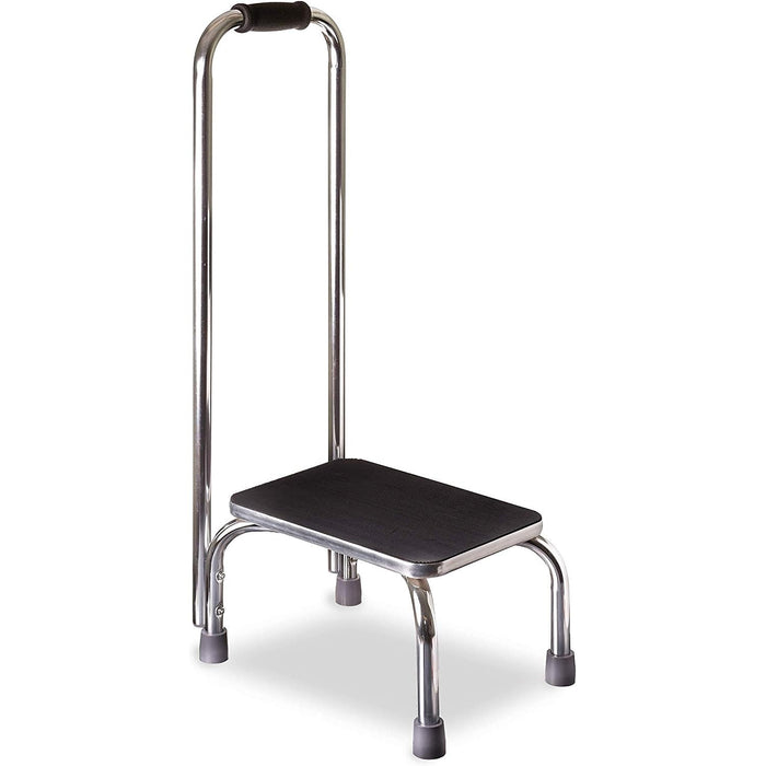 DMI Step Stool with Handle and Non Skid Rubber Platform, Lightweight and Sturdy Stool for Seniors, Adults and Children, Holds up to 300 Pounds with 9.5 Inch Step Up, 17.3"D x 12.3"W x 34"H, Chrome