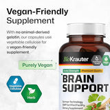 BIO KRAUTER Brain Supplement for Memory and Focus - Memory Pills - Brain Booster Capsules - Organic Ashwagandha, Panax Ginseng and Ginkgo Biloba - 1200 mg - 100 Vegan Caps, No Fillers