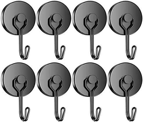 Grtard 8Pack Black Swivel Swing Magnetic Hooks 110LBS Heavy Duty Neodymium Magnet Hooks, Strong Magnets with Hooks for Hanging, Home, Office, Classroom, Locker, Workplace