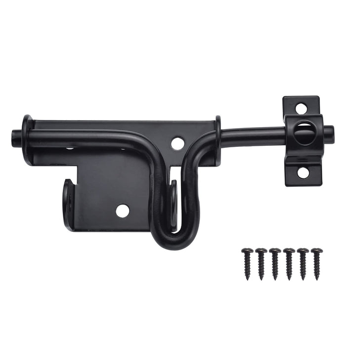 JIAHOO Slide Bolt Gate Latch, Heavy Duty Door Lock with Padlock Hole, Sliding Bolt Latch Hardware for Wooden Fence, Shed Door, PVC Fence, Barn Door, Thickened Steel, Black Finish