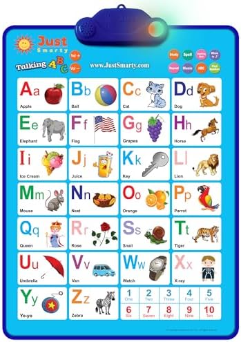 Just Smarty Interactive Alphabet Wall Chart | Talking ABCs & 123s Music Poster with Interactive Light | Toddler Alphabet Learning | Best Educational Gift for Boys & Girls Ages 2 3 4 5 | Letter Sounds