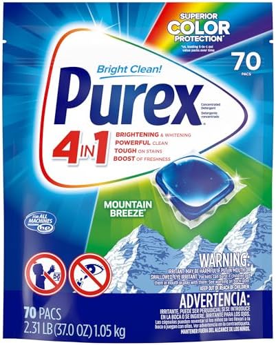 Purex 4-in-1 Laundry Detergent Pacs, Mountain Breeze, 70 Count