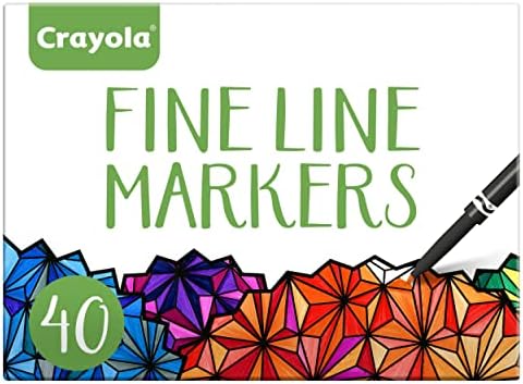 Crayola Fine Line Markers For Adults (40 Count), Skinny Markers For Adult Coloring Books, Thin Markers, Gift for Teens [Amazon Exclusive]