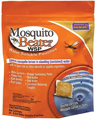 Bonide Mosquito Beater Water Soluble Pouches, Pack of 24 Pouches Control Mosquito Larvae in Standing Water, Won't Harm Fish